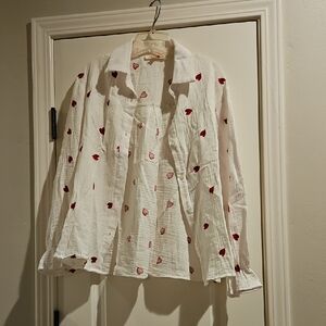Mazik White and Red Long Sleeve Button Down Shirt